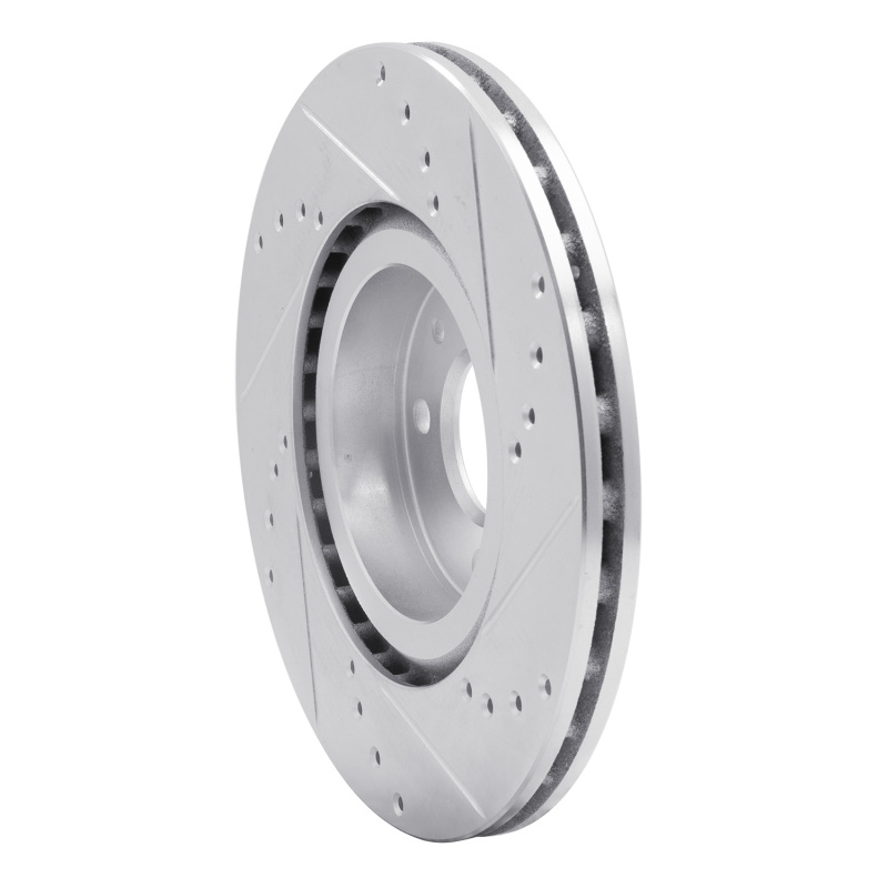 Fiat 500 Brake Rotor (1) - Front Left - R1 Concepts - Drilled & Slotted - Silver - `12-`19